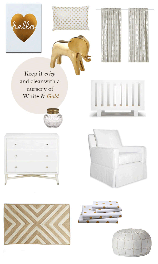 white and gold nursery