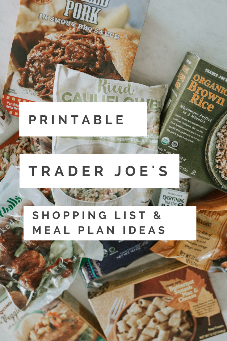 Motherhood blogger, Lynzy & Co. puts together Trader Joe's meal plans & a printable shopping checklist