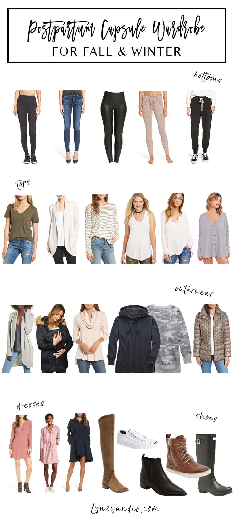Motherhood blogger Lynzy & Co. talks bout Building a post partum capsule wardrobe for moms in this informative blog post!