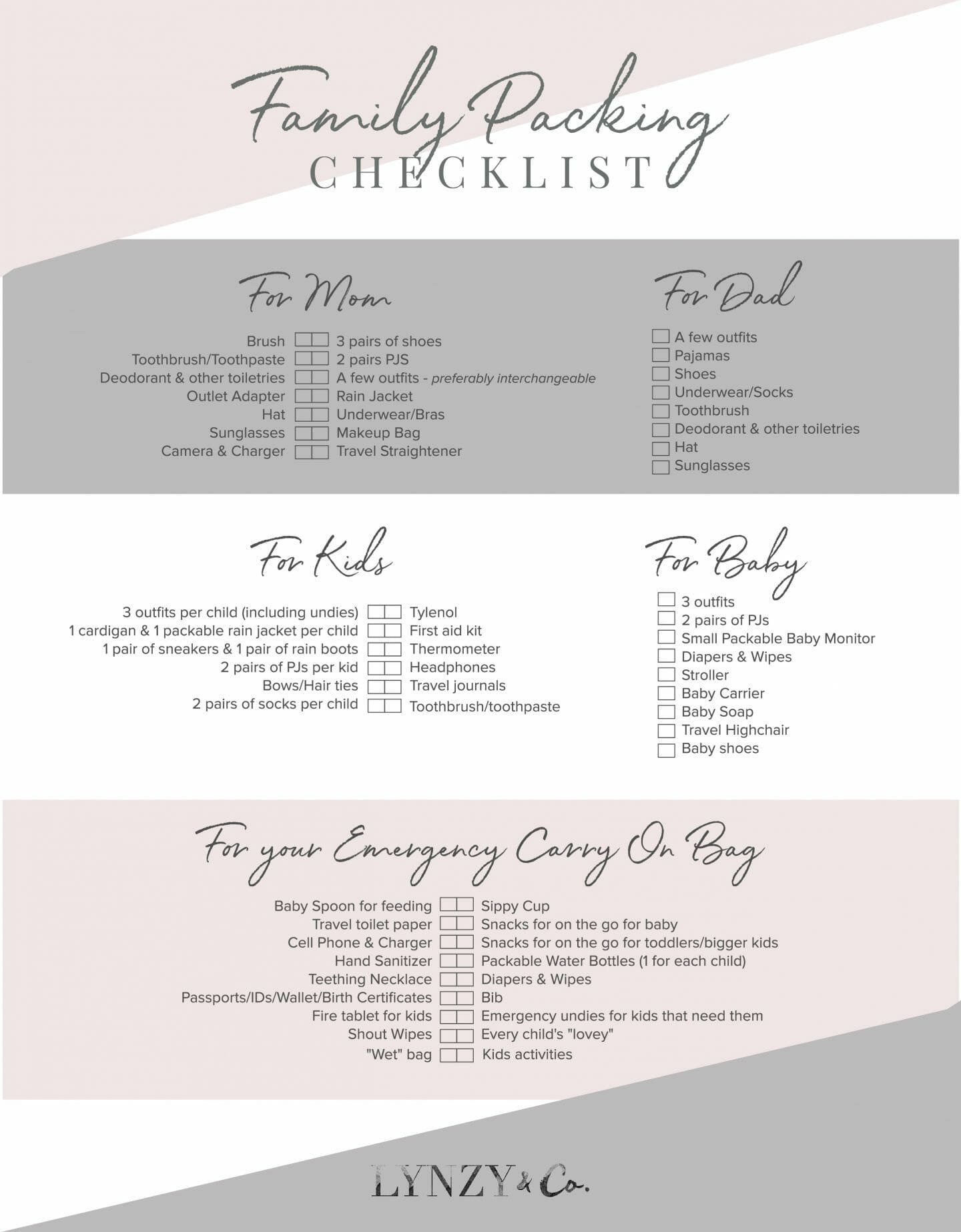 How We Packed for Europe & Printable Family Packing Checklist - Lynzy & Co.