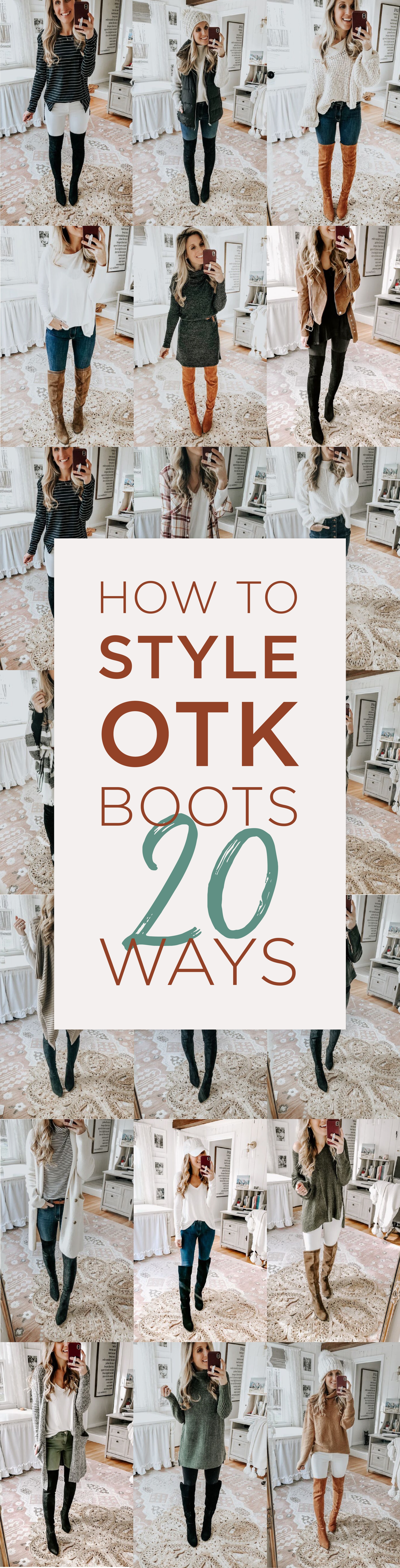 Motherhood blogger, Lynzy & Co. Shows us How to Style OTK Boots 20 Ways including date night and work appropriate outfits!