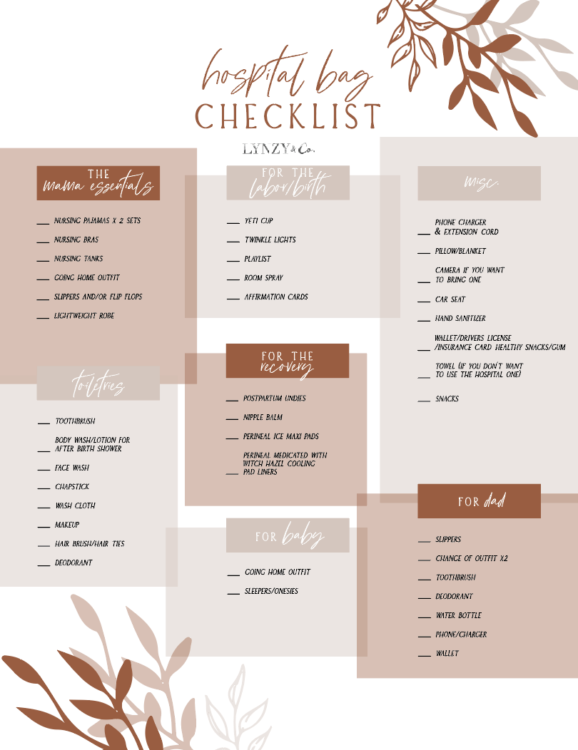 Packing Your Hospital Bag Checklist - Lynzy & Co.