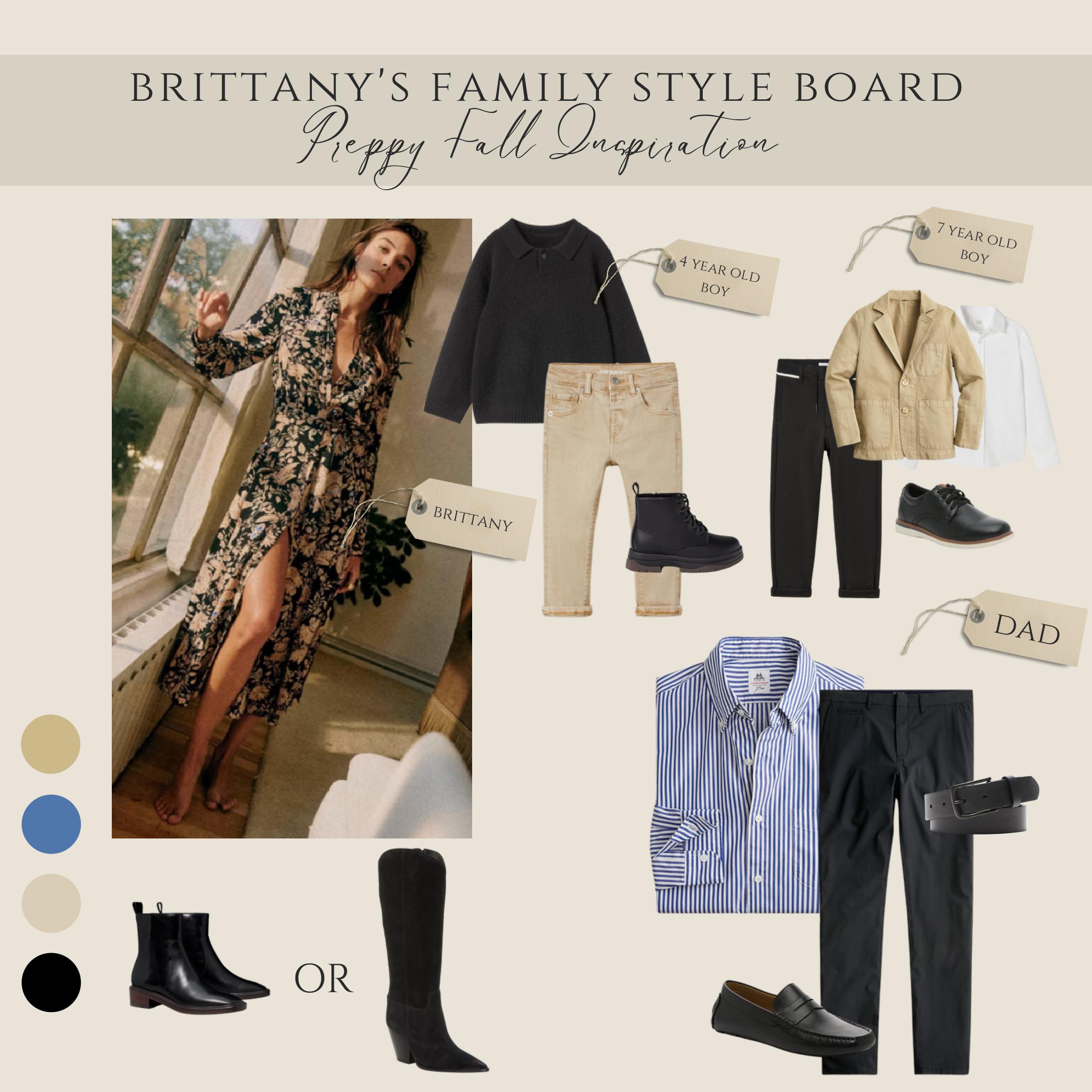 Preppy Fall Family Wardrobe Inspiration Board